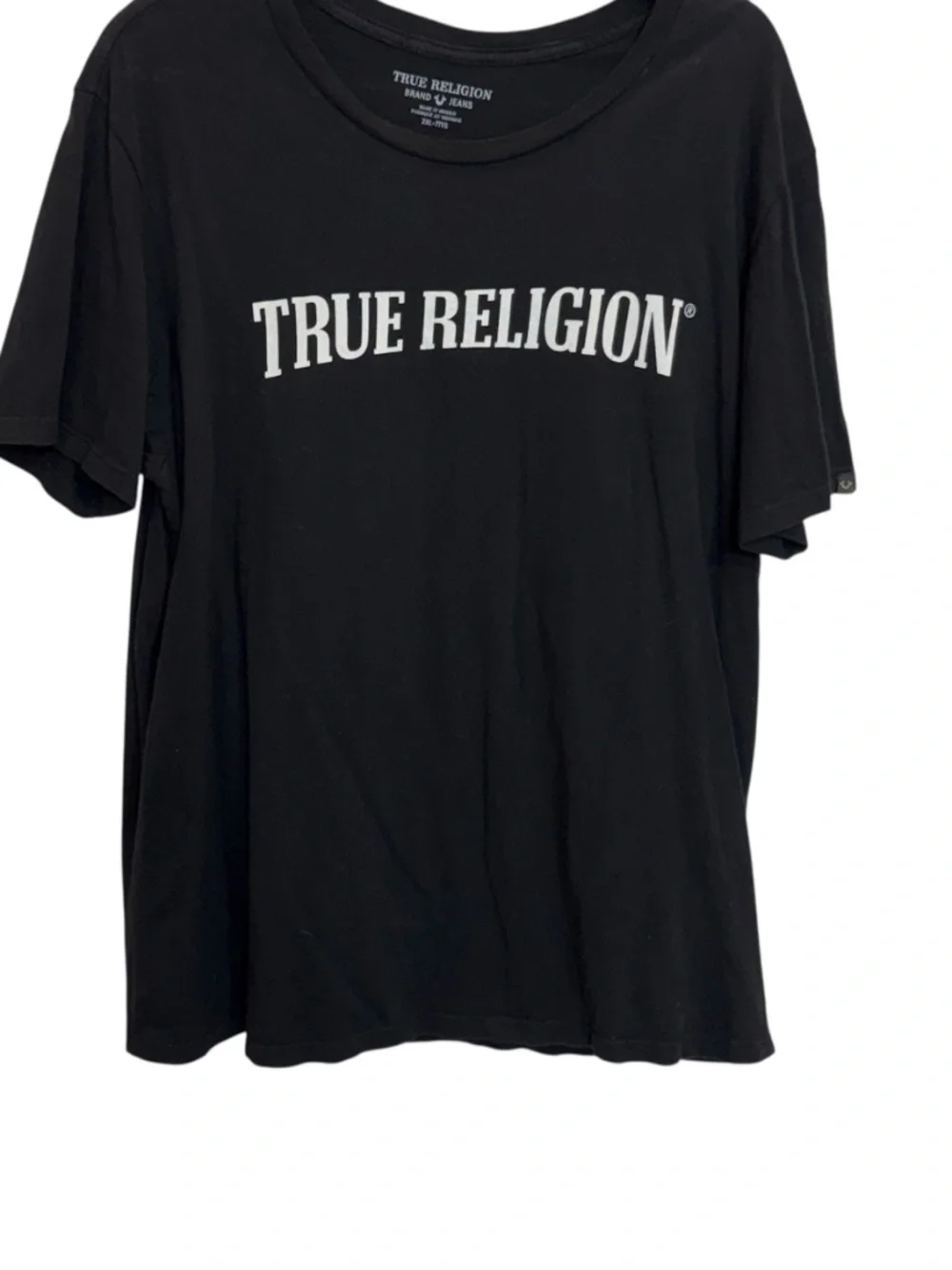 True Religion Black Tee with White Arch Logo 2XL